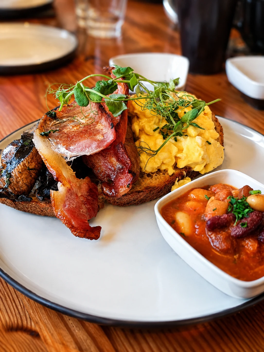 A generous breakfast plate at Busk
