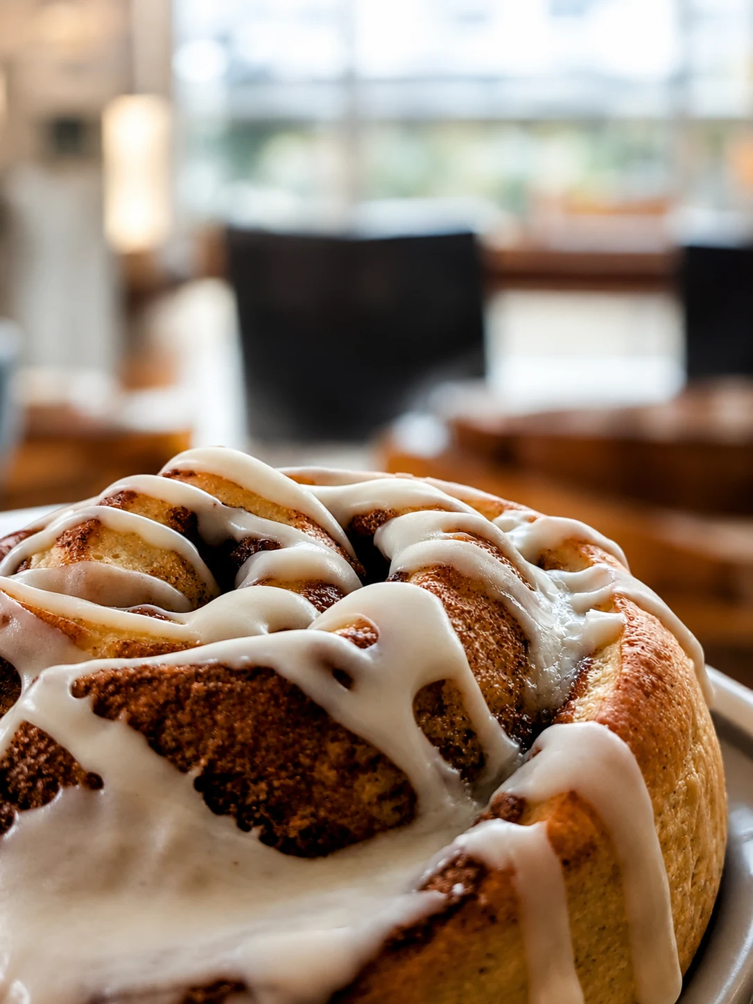 A cinnamon roll with icing